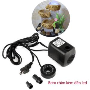 Máy bơm chìm không chổi than 15W kèm đèn led nhiều màu dùng cho đài phun nước mini bể cảnh tiểu cảnh AT380