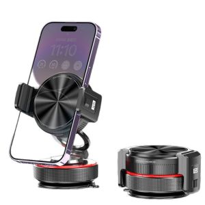 FIRST SONG Foldable ic Phone Holder 360° Rotation Adjustable Clip Navigation Stand Reusable Easy Installation 2-in-1 Car Phone Mount Windshield