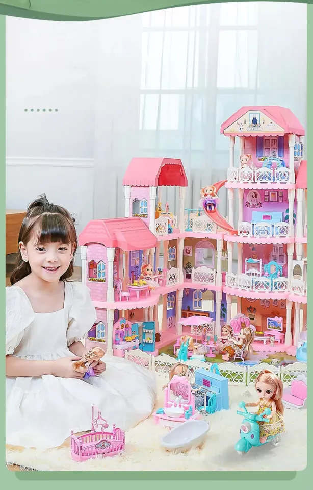 Barbie house doll house princess girl House assembled small villa
