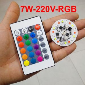 220V chip LED RGB sắc màu chỉnh REMOTE điện áp trực tiếp AC 220V 7W LED siêu sáng làm đèn trang trí