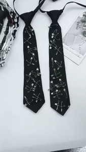 2000s Girl Tie for Theme Party Knotfree Neck Tie with Pin Decors School Event Shirt Tie for Everyday Use Accessory