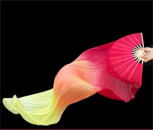 1 PCS 180cm Belly Dance Performance Long Fans Silk Multicolored Bamboo Handle Adult Dance Fan