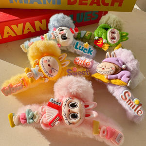 Pnxk Labubu Barrettes mới dễ thương động vật bằng nhung Thiết Kế Barrettes Nữ Thời Trang Updo Cá Mập Clip Tươi Ngọt Ngào Mũ Nón