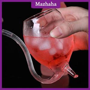Mazhaha แก้วไวน์วิสกี้ทนความร้อนหลอดดูดนมถ้วยทำจากแก้วแบบสร้างสรรค์ถ้วยแก้วคุณภาพสูง
