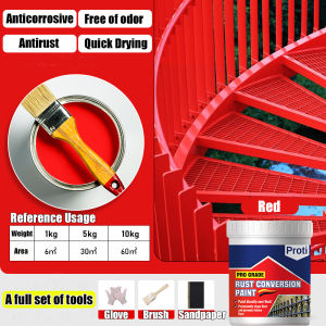 🔥Never Rust🔥Anti Rust Paint 1kg With Brush for Metal Rust Remover Primer Paint Coating for Rusty Metal Motorcycles Tricycle Turn Rust Into Paint Protective Layer