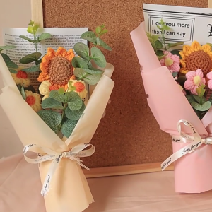 Tay dệt kim hoa Crochet len hoa hướng dương trang trí tiệc dị ứng an toàn Món quà nghệ thuật trong nhà trang trí bàn ăn