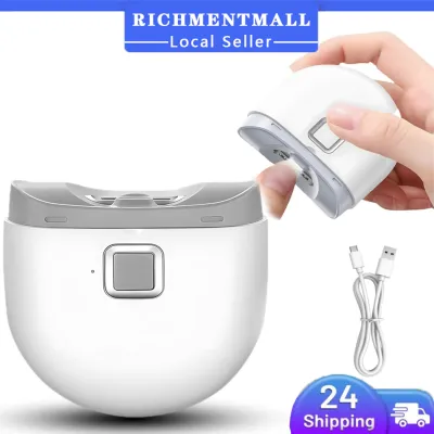 【✅SG READY STOCK】RICHMENTMALL Automatic Electric Nail Clipper with LED Light & 2 Speeds with Nail Scraps Storage USB Rechargeable Safety Fingernail Trimmer for Baby Children Kids Adult Seniors and Caregivers