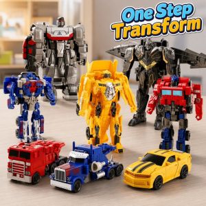 Happy Everyday.you Transforming Robot Car Toy One Step Auto Convert Vehicle To Robot ABS Plastic Kids Age 3