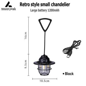 Outdoor 1200mAh Portable Camping Light LED Tent Lantern Waterproof Lamp with Hook