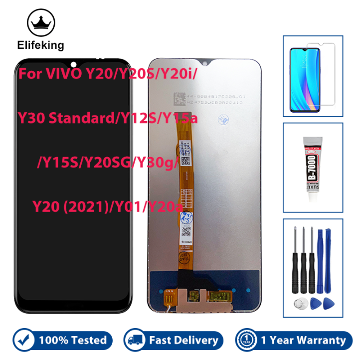 100% LCD ทดสอบแล้วสำหรับ Vivo Y20 Y20i Y20S 2020 Y30 Y12S มาตรฐาน Y15a ...