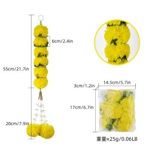 WAPKTY Plastic Marigold Garland​​ ​​Pooja Diwali Fiesta Artificial Flowers Marigold Flower Garlands ​​Wedding Mandap Decor​​ Reusable Pooja Marigold Flowers​​ for Halloween Day of The Dead