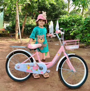 XE ĐẠP TRẺ EM XAMING NỮ (3-10 TUỔI) - TẶNG GIỎ VÀ GACBAGA - XE ĐẠP XAMING CAO CẤP