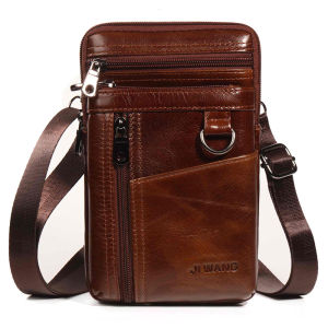 Genuine Leather Male Mini Waist Belt Bags Fanny Packs Mens Multifunctional Small Single Shoulder Bag Multi-pockets Vintage Cowhide Cell Phone Pouch Chest Pack Bag Cross Body For Men Real Cowhide Cards Case Coins Keys Holder Vintage Leather Casual