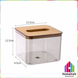 Homehub Tissue Box Gray Transparent Nordic Style Paper Roll Box Desktop Storage Box S/M/L
