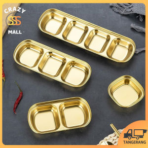 Tempat Sambal Gold  Sauce Dish  Piring Saus Bumbu Korean  Piring Sambal Stainless-2/3 Slot