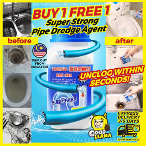GOODLLAMA Clog Remover Cleaner Drain Toilet and Sink Unclogging. Chemical Plumber Penghapus Sumbat BUY1 FREE 1 Pipe Dredging Agent