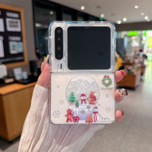 Cute Cartoon Snowman Elements Quicksand Case For Huawei PURA X Folding Silicone Back Cover Soft Dynamic Liquid Phone Shell Capa