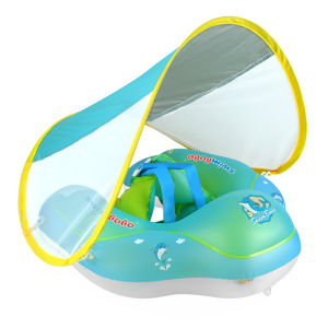 Orzbow Inflatable Baby Swimming Float with Removable Canopy Sun Protection Infant Swim Ring Swim Pool Accessories Circle Bathing Summer Toys