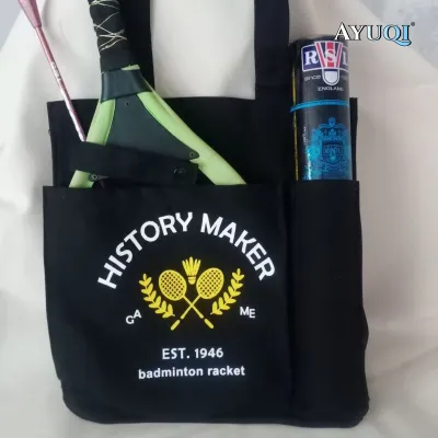 Ayuqi® Badminton Canvas Bag Japanese Large-Capacity Tote Bag Casual All-Match Tote Bag