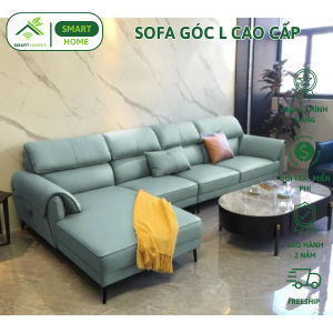 Sofa Góc L SMARTHOMES Bọc Da Cao Cấp Kích Thước 3m2x1m8 Cho Phòng Khách Hiện Đại