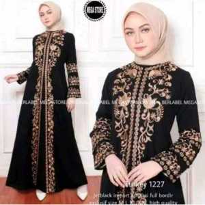DRESS JUBAH ABAYA HITAM BORDIR TURKEY 1227 COUPLE