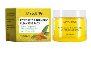 Jaysuing Kojic Acid & Turmeric Cleansing Pads Cleansing Pores Balance Oil Brighten Energizes Skin Soothing And Nourishing Improve Facial Dullness Gentle Whitening Remove Dirt Skin Care 55pieces