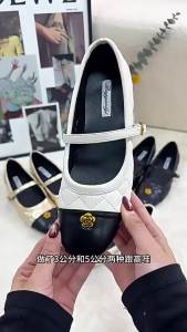 Sheepskin Version ~ Camellia style height-increasing Mary Jane shoes for women quilted ballet shoes color-blocked commuter shoes