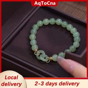 [COD] AqToCna Ship within 24 hours Summer Valentines Day Gift Love Heart Jade Beads Charm Bracelet for Women Girl Fashion Natural Bracelet To Love Jewelry Gifts