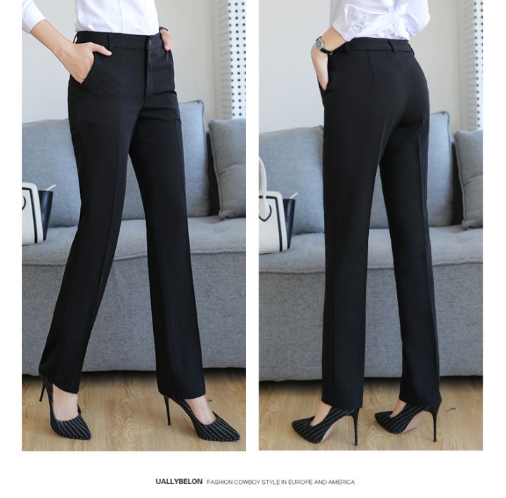 Buy Women's Party Dress Pants Stretchy Work Slacks Business Casual Office  Straight Leg/Bootcut Elastic Waist Regular Fit Trouser (X-Small, Black) at  Amazon.in