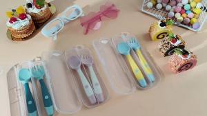 Toddler Utensils Baby Spoons and Forks Set with Case Bendable Self Feeding Training Flatware Silicone Spoon Fork for Kids Babies Children Handle Toddler Set Green Pink Yellow (3 Sets)