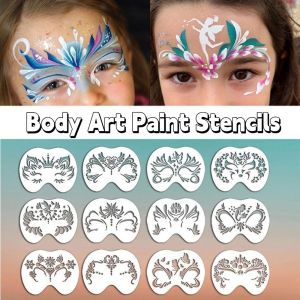 NBANLIKE Reusable Face Paint Templates Hollowed Multiple Pattern Body Art Paint Stencils Drawing Decorative DIY Makeup Tools Children