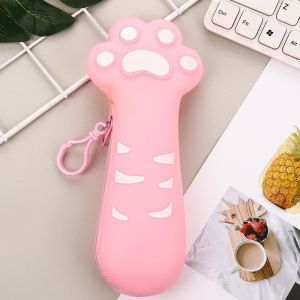 DIY Cute Silicone Hole-Pen Bag for Students/Multifunctional Storage Bag in Blue or Pink/Waterproof Large Capacity Stati