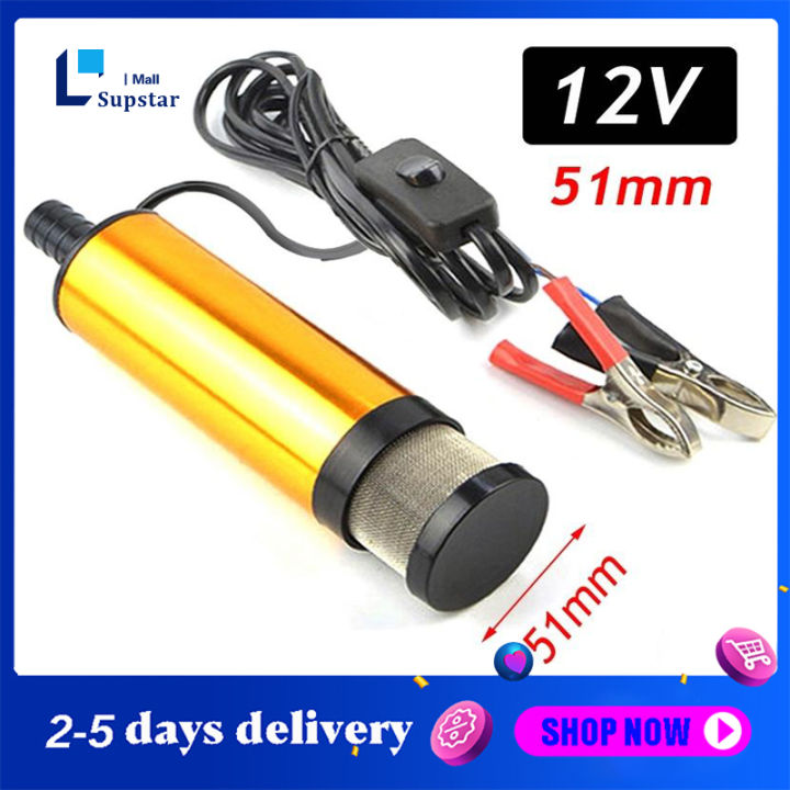 Pompe Transfert Diesel/Eau 12V 60W - Submersible, Débit 33 L/min, Pour Bateau Camping-car