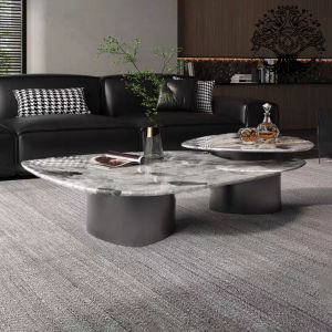Bàn trà sofa bàn phòng khách bàn đôi cafe nhập khẩu NADAAA mặt đá cẩm thạch Tam giác chân Inox