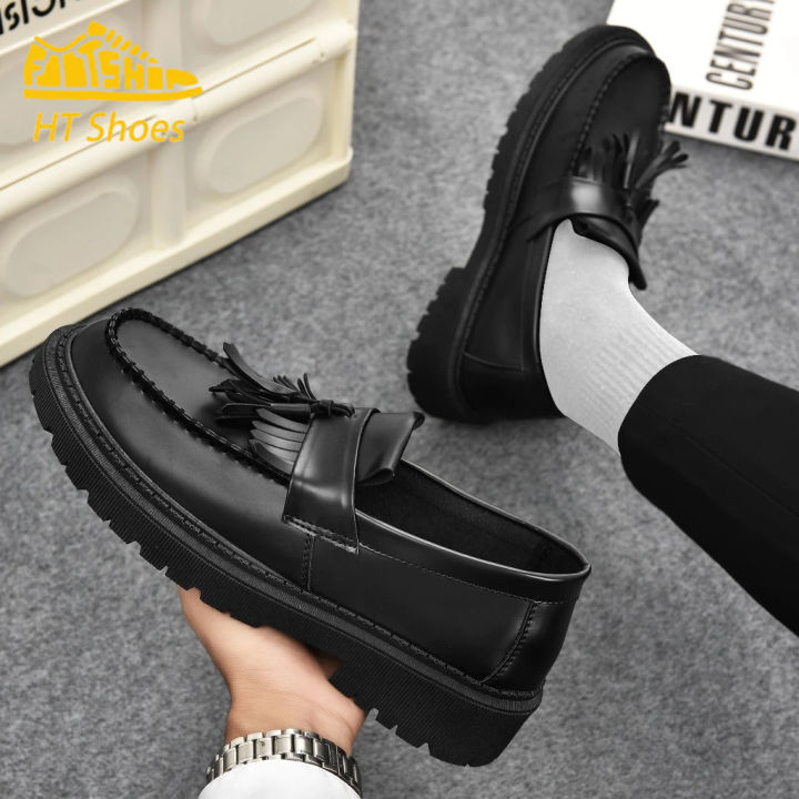 Korean Fashion Loafers Black Business Leather Shoes Black Men's Casual  Shoes Size 39-45 Lazada PH