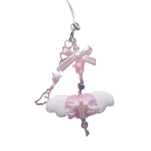Cute Pink Wing Phone Pendant Stylish Acrylic Cellphone Chain Cord Unique Gift Suitable for Various Occasion
