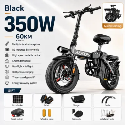 AENXRD Electric bicycle Foldable Light Electric Bicycle 2 Wheels Folding e-bike For Adult Removable lithium battery 48V