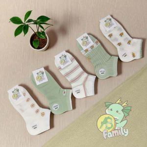 S1C 5Pasang Kaus Kaki Wanita Pendek Import Kualitas Premium Kaos Kaki Wanita Motif Bunga