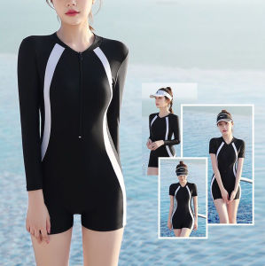 Women Quick Dry Swimsuit RASH GUARD Women One-piece Long Sleeved Swimwear UPF Beachear Ladies Bathing Suit With Padded Swimming Suit Women