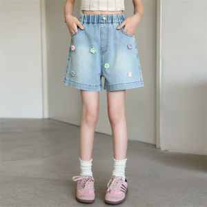 New Girls Flower Denim Shorts Korean Lightweight Summer Shorts for Toddler Girls Casual Versatile Children Clothing Outdoor Wear