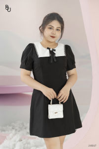 Đầm phối lá cổ vuông trắng ren nơ đá BIGSIZE (55kg đến 95kg) - 23SD27 - [BUstu Bigsize]