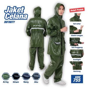 PLEVIA - Jas Hujan Dewasa Infinity 755 / Rain Coat Set Jaket + Celana Tebal Pria Wanita