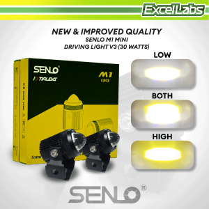 Original EXL Senlo M1 Series 3000LM 30 Watts Mini Driving Light for Motorcycles / Scooters / Cars - 4 Wires