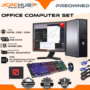[OFFICE PACKAGE] Dell Optiplex 780 Desktop Set Core2Duo 4GB DDR3 120GB SSD 17 inches Square Monitor with RGB Keyboard Mouse (NO OS) Used | Dual Core Dell Desktop Refurbished