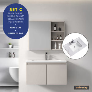 Bathroom Vanity Set (416-60) Wall Mounted Basin Cabinet with Mirror for BTO HDB | isellvanity