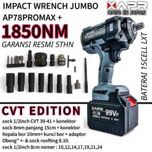 Pembuka baut truk AP33LUXURY Bor Impact wrench cordless APR 2900nm extra Jumbo 2 baterai sangat kuat dapat koper tool Original
