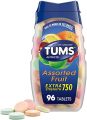 TUMS Antacid Chewable Tablets for Heartburn Relief 100 COUNT Extra Strength, Assorted Fruit. 