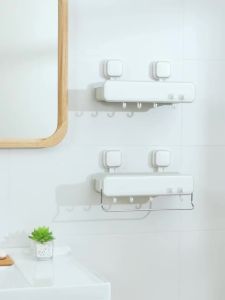 TAILI storage rack square suction cup with rod toilet no punching household storage artifact multi-functional bathroom shower basket wall-mounted for shampoo shower gel conditioner kitchen and bathroom plastic