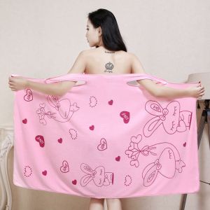 Bath towel ผ้าขนหนูอาบน้ําสาวๆ ผ้าเช็ดตัว ผ้าขนหนู ผ้าเส้นใยโพลีเอสเตอร์ ลายการ์ตูน น่ารัก ผ้าคลุมอาบน้ํา ซับน้ําได้ดี แห้งไว สวมใส่สบาย