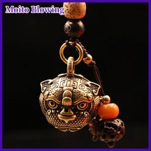 Moito Brass Bell Pendant Keychain Chinese Style Animal Bell Necklace Pendant Jewelry Handmade Vintage Keychains Jewellery Accessories